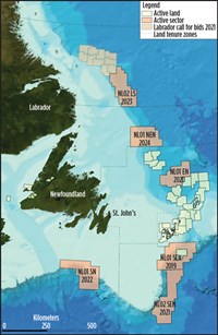 Fig. 9. The 2019 licensing round will cover tracts south&#x2F;southeast of the Jeanne d’Arc basin, as well as within it. Image: Nalcor Energy.