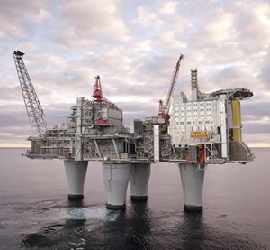 Fig. 1. The productive life of Troll field, in the northern part of the North Sea, near Bergen, is to be extended beyond 2050. Photo: Norsk Petroleum.