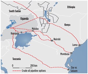 Fig. 2. A government-approved development plan began in early 2014, which included construction of the Hoima-Lokichar-Lamu export pipeline. The building of the pipeline is aimed at advancing the region’s ability to further develop its natural resources, and improve economically.