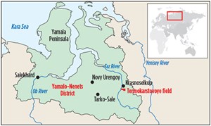 Fig. 2. In May, Total began gas and condensate production from Termokarstovoye field in Russia’s Yamalo-Nenets District. Image: Total.