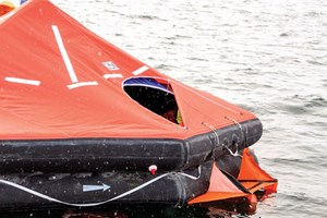 Fig. 5. A number of life raft characteristics bring into question their suitability as survival craft in the Arctic and harsh environments. Image: Trond Spande.