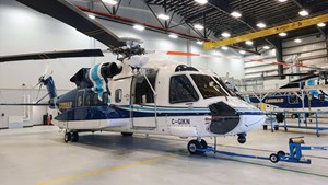 Fig. 9. This S-92 helicopter is dedicated to customized SAR operations offshore Newfoundland, home to some of the world’s most finicky weather. Photo by the author.