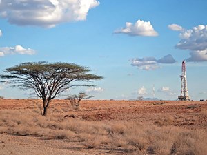 Fig. 2. Tullow Oil’s Cheptuket-1 exploration well, in northern Kenya’s Block 12A, struck oil last March. It was the fi rst well to test the region’s Kerio Valley basin. Photo: Tullow Oil.