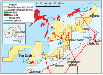 Relative location of Northwest Shelf of Western Australia.