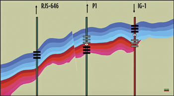 Fig. 5. Cross-section passing through the gas injector and pilot producer wells.
