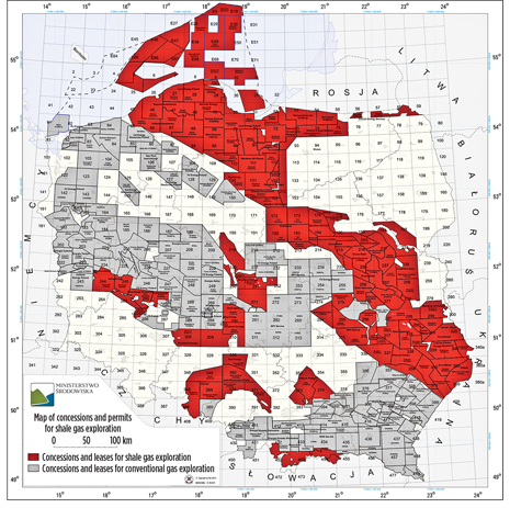 Fig. 1. Shale gas concession map for Poland. A full-size version of the map is available in the online version of this article at WorldOil.com.