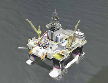 Fig. 1. The Songa Offshore rigs, Statoil’s CatD rigs, are based on the GVA 4000 design, rated to drill in up to 5,000 ft of water. The Songa rigs will be equipped for 1,640 ft (500 m) of water.  The rigs, Songa Equinox, Endurance, Enabler and Encourage, are set for delivery in 2014 and 2015.