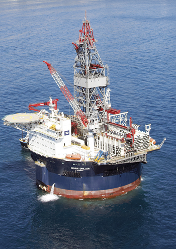 Fig. 6. Sevan Drilling’s ultra-deepwater semisubmersibles are based on its unique, patented cylindrical hull design. The contractor has one unit in operation, the Sevan Driller, and two additional units are under construction at COSCO in China for delivery in late 2013 and early 2014.