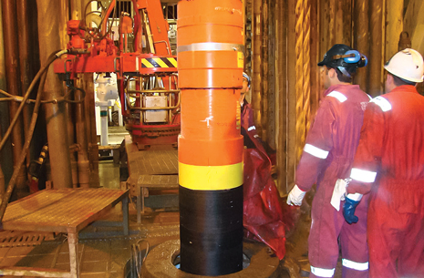 Crews installed an ISO 14310 V5-qualified, 20-in. TAMCAP inflatable packer and port collar for stage-cementing conductor casing. Crews installed an ISO 14310 V5-qualified, 20-in. TAMCAP inflatable packer and port collar for stage-cementing conductor casing.