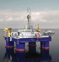 Designed with the Norwegian offshore sector in mind, the Island Innovator semisubmersible can either drill or conduct well interventions. Drawing courtesy of Marine Accurate Well ASA.
