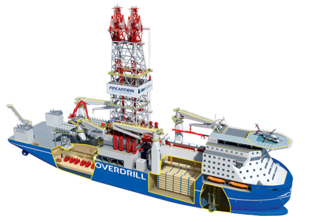 The OVERDRILL vessel increases deck load while reducing overall dimensions. Photo courtesy of Fincantieri.