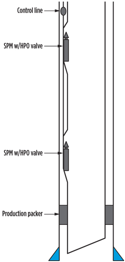 Hydraulic control line-operated gas lift valve system. Hydraulic control line-operated gas lift valve system.