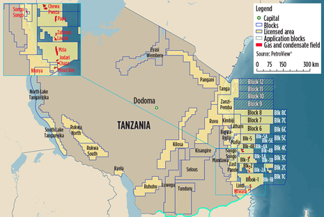 Tanzania acreage and gas discoveries