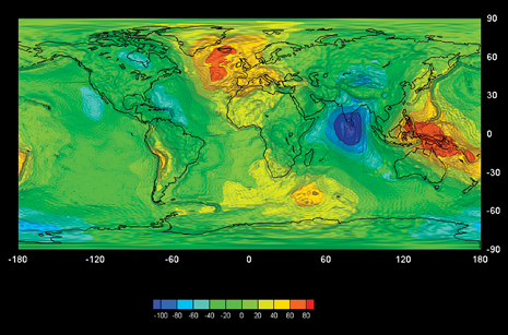 Shell is using high-resolution gravity mapping from data like this acquired by the European Space Agency’s GOCE satellite to investigate several sedimentary basins that were previously overlooked.