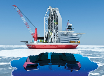 Fig. 1.  An artist’s rendering of the JBF Arctic surrounded by ice.