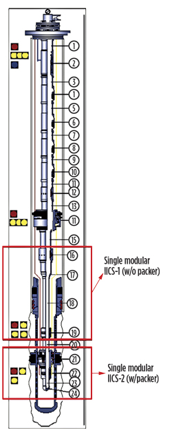 Fig. 1. In this application, the intelligent completion system is delivered as a single joint of less than 30 ft. Fig. 1. In this application, the intelligent completion system is delivered as a single joint of less than 30 ft.