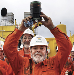 Former President Luiz Inacio Lula da Silva Lula celebrates first oil from the pre-salt Lula field, offshore Brazil.