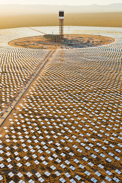 The Ivanpah solar project blankets the Mojave Desert. Photo courtesy of BrightSource Energy, Inc.