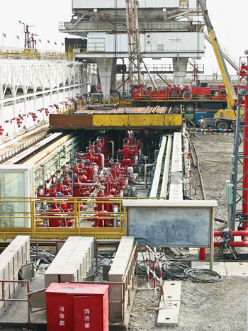 Production topsides aboard the offshore platform producing at Dagang Field. 