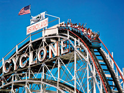 The original Cyclone roller coaster on Coney Island, New York is still standing after Hurricane Irene. Houston’s Texas Cyclone closed down in January 2005.