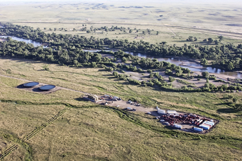 Fig. 3. Drilling location for the Bonanza Creek Energy North Platte 44-11-28 well in Wattenberg field. The Denver operator plans to drill 24 Niobrara wells this year on the 62,000 net acres it controls in the DJ and North Park basins. Courtesy of Bonanza Creek Energy.