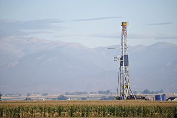 Fig. 7. A rig at work on Denver-based PDC Energy holdings in the Wattenberg field. Photo by David Tejada of Tejada Photography for PDC Energy.