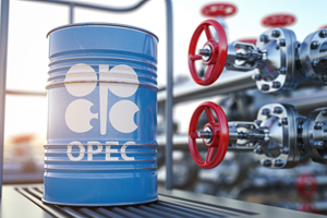 blue oil barrel with OPEC logo