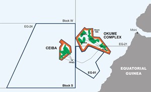 map of oil production and exploration site offshore Equatorial Guinea