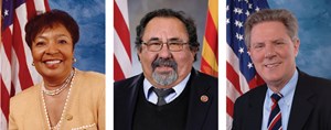 Fig. 3. Democrats Eddie Bernice Johnson (left, Texas), Raúl Grijalva (center, Arizona) and Frank Pallone, Jr. (right, New Jersey), are in charge of the Science, Space and Technology; Natural Resources; and Energy and Commerce committees, respectively. Images: Official House portraits.