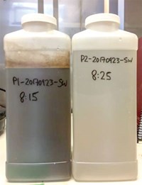 Fig. 3. Raw produced water compared to discharge after EDR treatment.