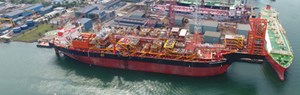 Fig. 3. The &lt;i&gt;Armada Olombendo FPSO&lt;&#x2F;i&gt;, which operates on the East Hub of Block 15&#x2F;06, can handle production of 80,000 bopd, 120,000 bpd of water injection, and 120 MMscf of gas handling, and has net storage of 1.7 MMbbl. Photo: Eni.
