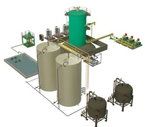 Fig. 1. A long-term facility capable of handling 100,000 bwpd. The system increases oil recovery, while reducing disposal costs and environmental impact, whether shipping offsite or reinjecting on location.