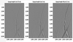 Fig. 2. The same synthetic microseismic event observed on a vertical monitoring well.