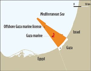 Offshore lease blocks awarded to the BG Group by the Palestinian authority. Source: BG Group.
