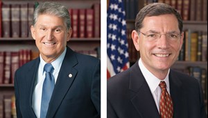 Fig. 2. In the new Congress, Senator Joe Manchin (Dem.-W.Va.), left, will serve as chairman of the Senate Committee on Energy and Natural Resources, while SenatorJohn Barraso (Rep.-Wyo.), right, will be the ranking Republican. Images: Official photos.