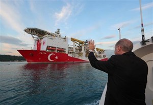 Turkish President Recep Tayyip Erdogan visits Turkish Petroleum&#x27;s Fatih drillship