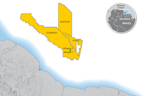 Whiptail-1 and Whiptail-2 locations in the Stabroek block, offshore Guyana