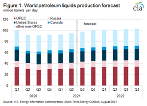 Figure 1. World petroleum liquids production forecast