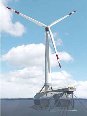 Fig. 1. Schematic of innovative floating concrete wind energy platform.