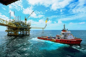 deepwater oil production platform and vessel offshore Nigeria