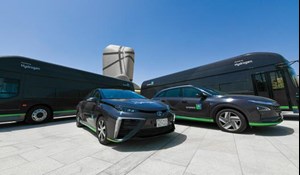 Fig. 2. Hydrogen-powered vehicles are a significant step toward development of a hydrogen economy. Image: Saudi Aramco.