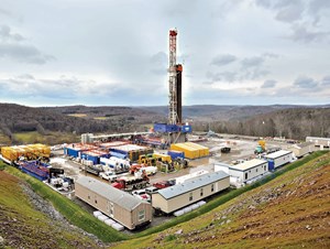Drilling operations underway in the Marcellus shale of Susquehanna County, Pa. The data-driven model was built from data derived from wells in this region. Photo credit: Epsilon Energy.