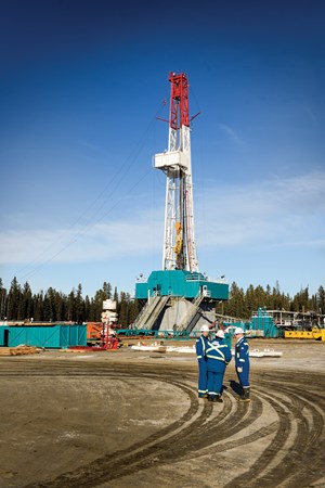 One of the two, or three, rigs that Encana will run this year in its Duvernay leasehold. Courtesy of Encana Corp.