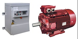 Emerson’s Powerdrive FX four-quadrant VSD (left), and their LSRPM synchronous magnet-type motor (right) enhance rod pump operations.