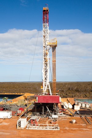 A rig operated by Norwest Energy with JV partner AWE Ltd. targets a shale prospect in Australia’s Perth basin. Photo: AWE Ltd.
