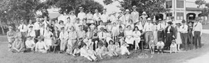 GPC employees and their families at the annual outing of the company in 1922. The photo caption in The Oil Weekly reveals that the picture does not include quite a bunch of the gang, particularly young ladies in the business department, whose fiancées insisted on a picnic for two.