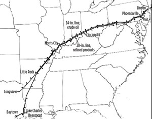 Big Inch and Little Big Inch pipeline map. Image: American Oil &amp; Gas Historical Society.