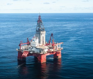 Fig. 7. Statoil’s Bay du Nord and Harpoon discoveries were drilled by the West Hercules semisubmersible rig. Photo: Statoil.