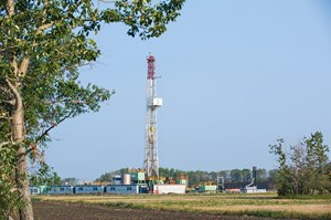 Fig. 1. A ConocoPhillips rig on location in the Deep basin, where the Houston independent ranks as one of the leading producers. Image: ConocoPhillips.