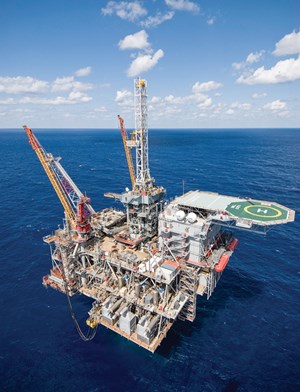 The Shell-operated Perdido spar is the world’s deepest floating oil platform, operating in an 8,000-ft water depth in the deepwater Gulf of Mexico. Photo: Shell Oil Company.